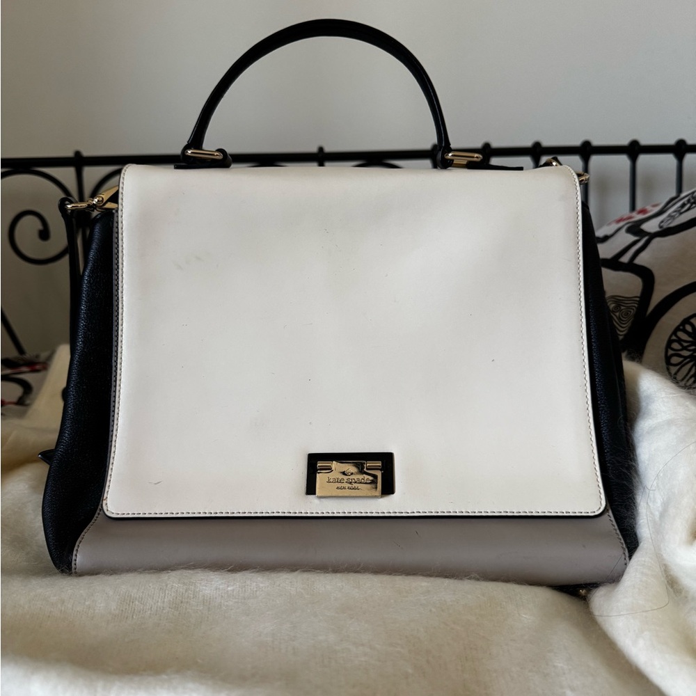 Kate Spade Elegant White, Taupe, and Black Handbag